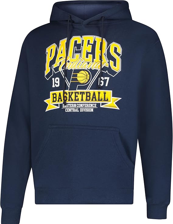 Ultra Game NBA Official Men's Standard Super Soft Ace Hoodie Sweatshirt, Indiana Pacers, Team Color|Indiana Pacers