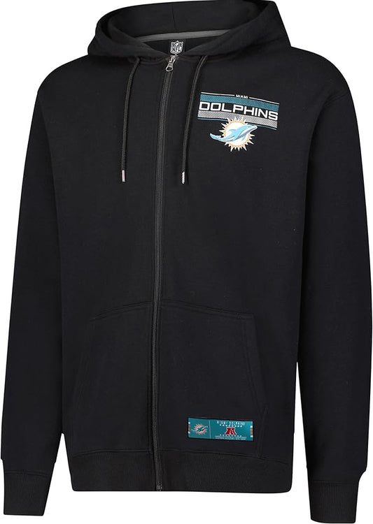 NFL Official Adults Super Soft Supreme Full Zip Hoodie Sweatshirt Jacket - Warm Polyester Blend - Unisex|Miami Dolphins