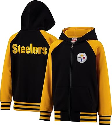 NFL Official Boy's Super Soft Full Zip Varsity Hoodie Sweatshirt|Pittsburgh Steelers