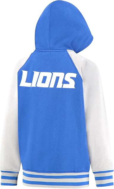 NFL Official Boy's Super Soft Full Zip Varsity Hoodie Sweatshirt|Detroit Lions