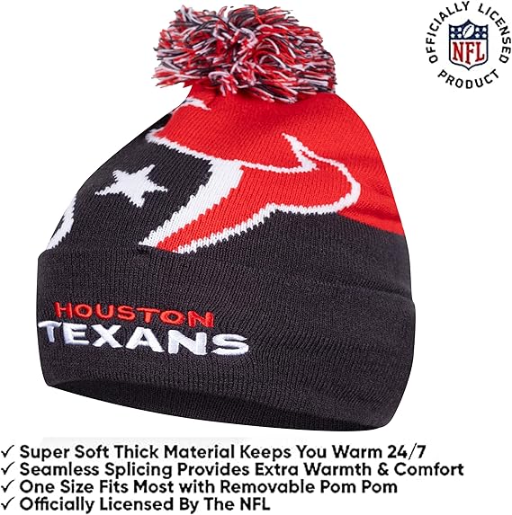 Ultra Game Adults Unisex NFL Official Super Soft Winter Beanie Knit Hat With Extra Warm Touch Screen Gloves