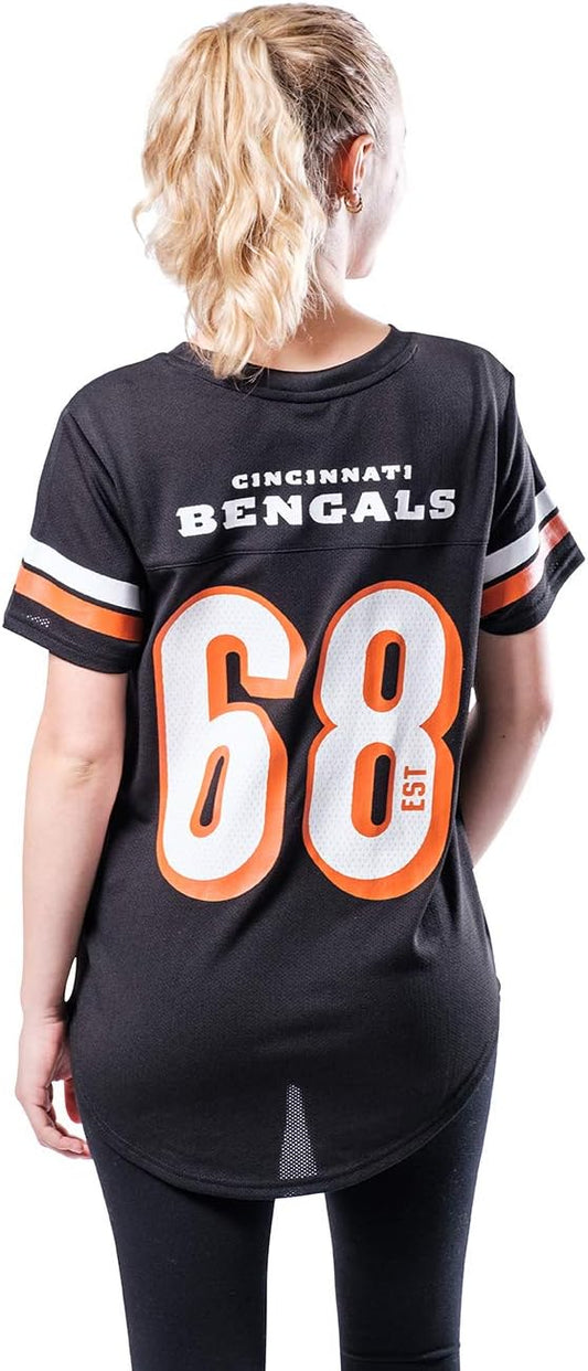 NFL Official Women's Super Soft Mesh Jersey T-Shirt|Cincinnati Bengals