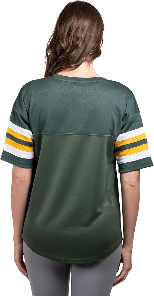 NFL Green Bay Packers Womens Standard Lace Up Tee Shirt Penalty Box|Green Bay Packers