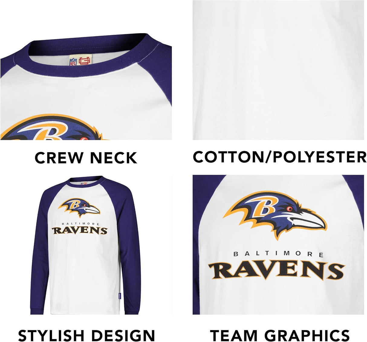 Ultra Game NFL Official Adults Super Soft Raglan Baseball Long Sleeve T-Shirt, Minnesota Vikings, White|Minnesota Vikings
