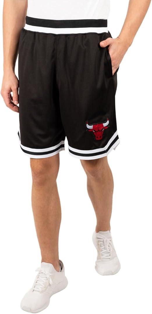 Ultra Game Men's NBA Official Basketball Training Shorts - Black, Active Knit With Team Graphics