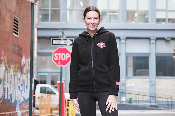 NFL Womens Full Zip Soft Sherpa Hoodie Sweatshirt Jacket|Detroit Lions