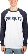 Ultra Game NFL Mens Super Soft Raglan Baseball Long Sleeve T-Shirt| New England Patriots