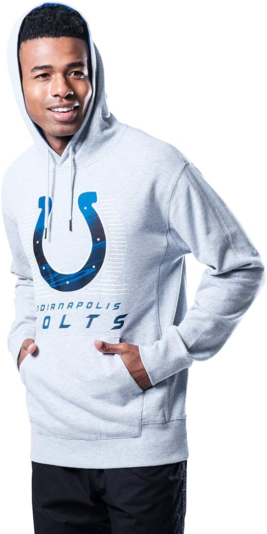 Ultra Game NFL Indianapolis Colts Mens Standard French Terry Hoodie Jacket|Indianapolis Colts