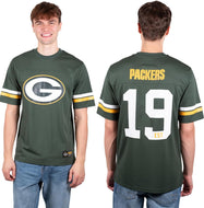 Ultra Game NFL Green Bay Packers Mens Standard Jersey Crew Neck Mesh Stripe T-Shirt|Green Bay Packers
