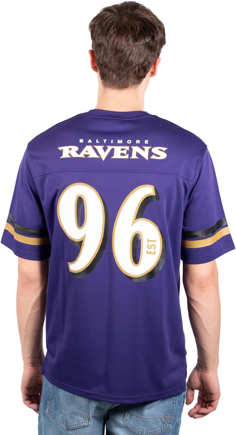 Ultra Game NFL Baltimore Ravens Mens Standard Jersey Crew Neck Mesh Stripe T-Shirt|Baltimore Ravens