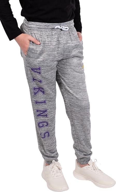 Ultra Game NFL Minnesota Vikings Youth High Performance Moisture Wicking Fleece Jogger Sweatpants|Minnesota Vikings - UltraGameShop