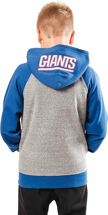 Ultra Game NFL New York Giants Youth Full Zip Soft Fleece Raglan Hoodie|New York Giants