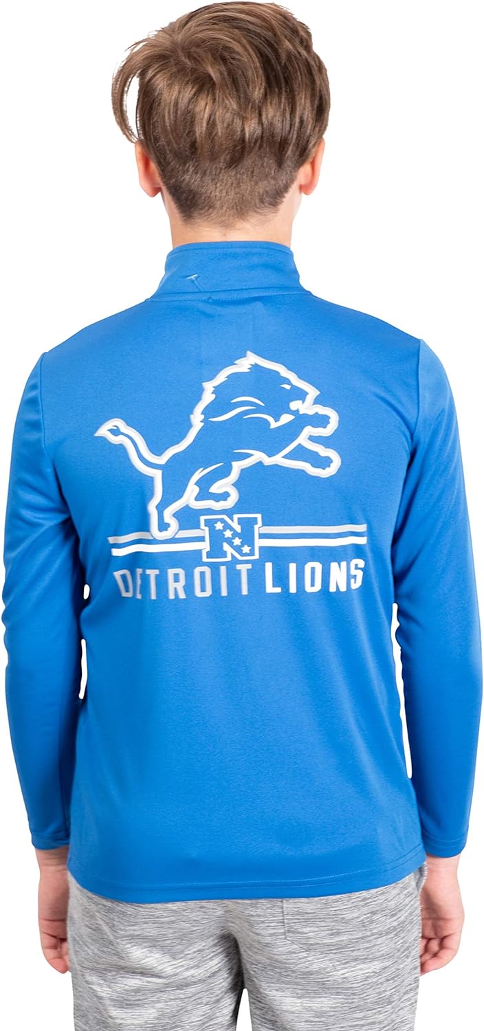Ultra Game NFL Detroit Lions Youth Super Soft Quarter Zip Long Sleeve T-Shirt|Detroit Lions