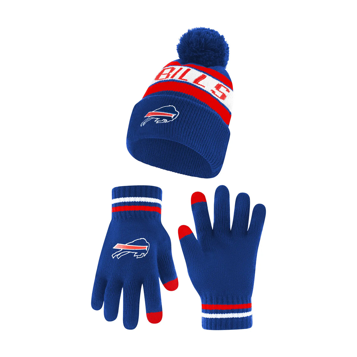 Ultra Game Adults NFL Official Super Soft Winter Beanie Knit Hat With Warm Touch Screen Gloves | Buffalo Bills