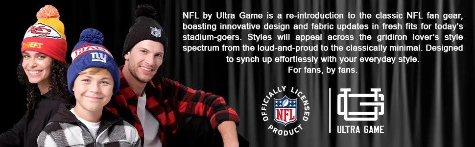 nfl official team color adults super soft winter beanie knit hat touch screen gloves ultra game banner 3