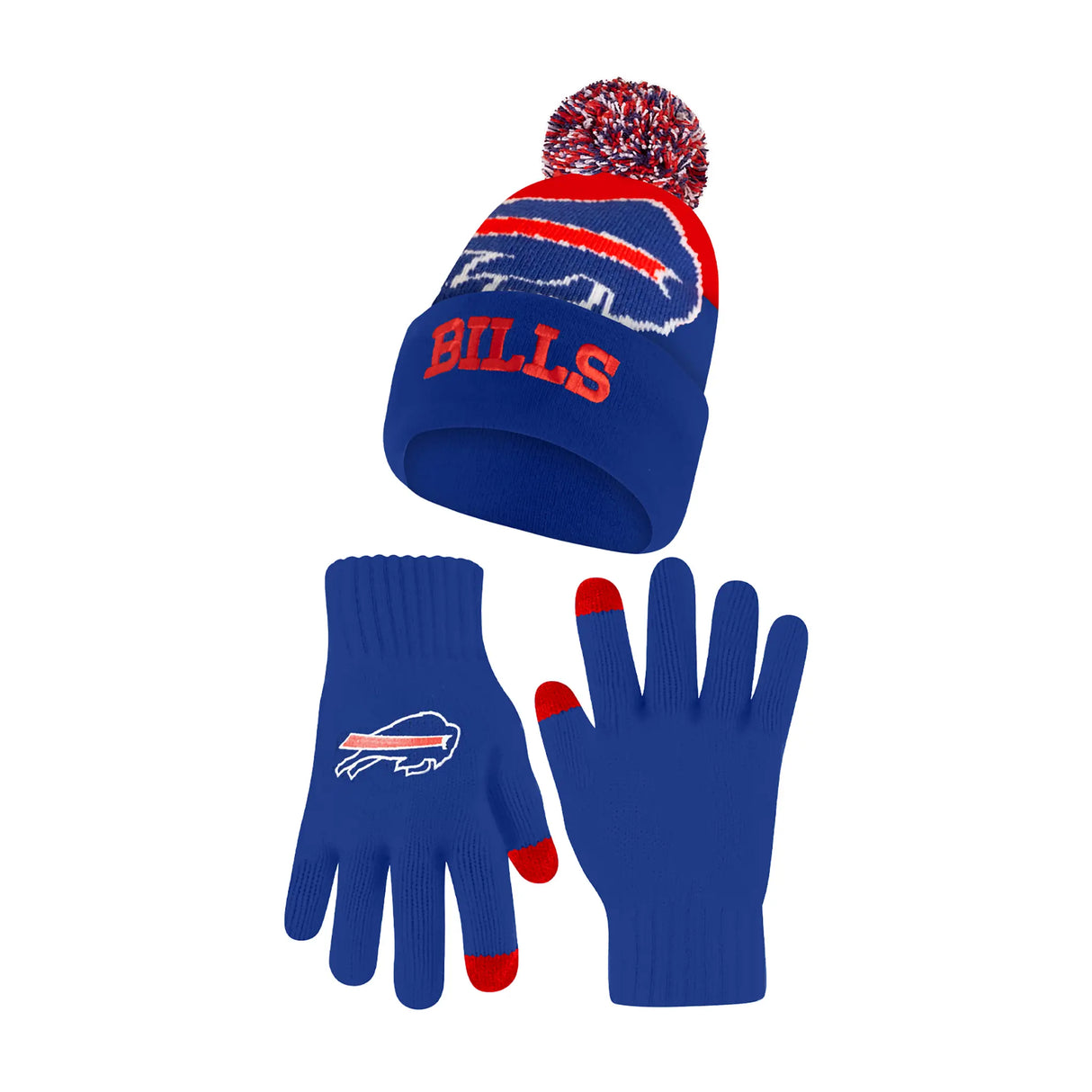 Ultra Game Adults NFL Official Super Soft Winter Beanie Knit Hat With Warm Touch Screen Gloves | Buffalo Bills