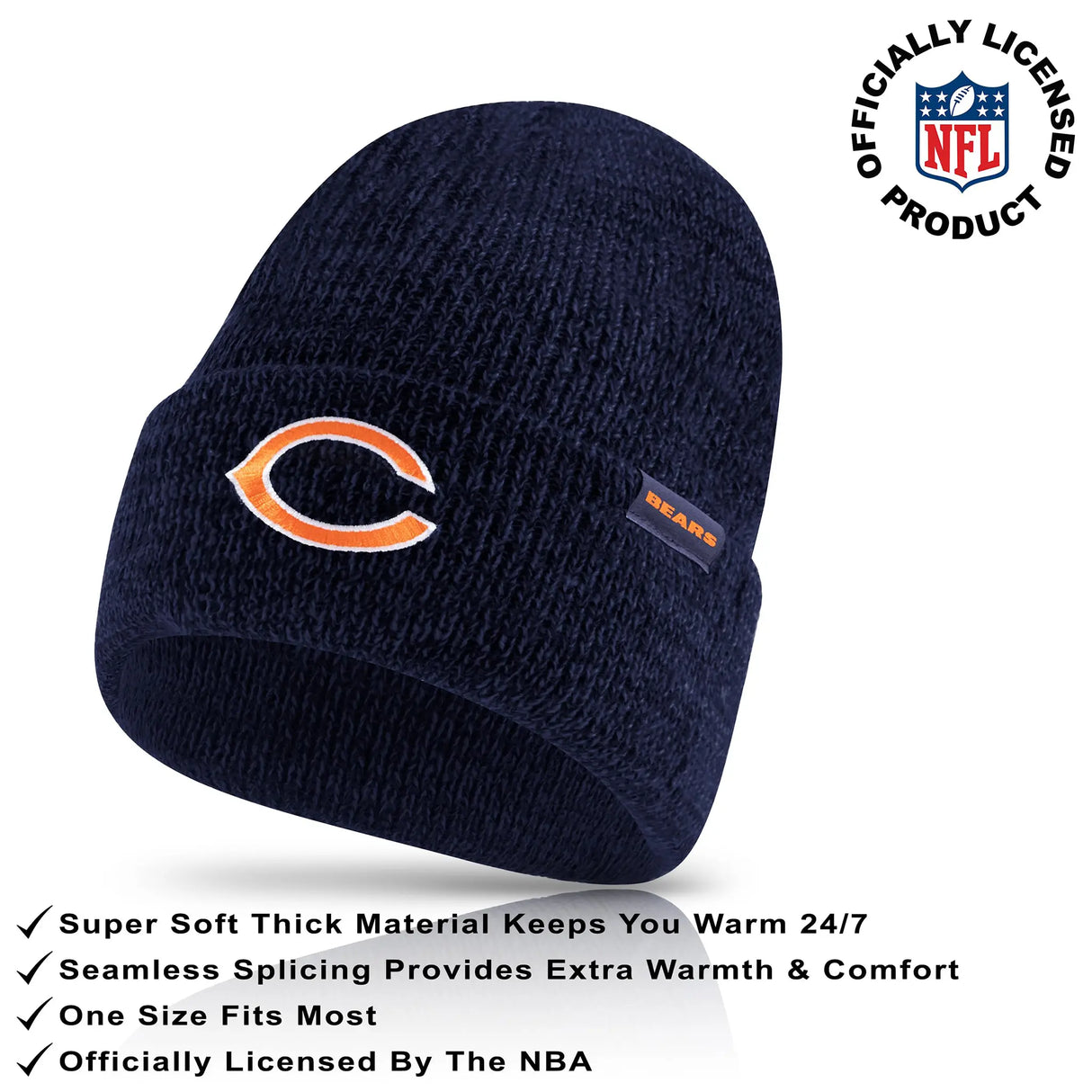 Ultra Game Adults NFL Official Super Soft Marl Knit Winter Beanie Knit Hat with Extra Warm Touch Screen Gloves