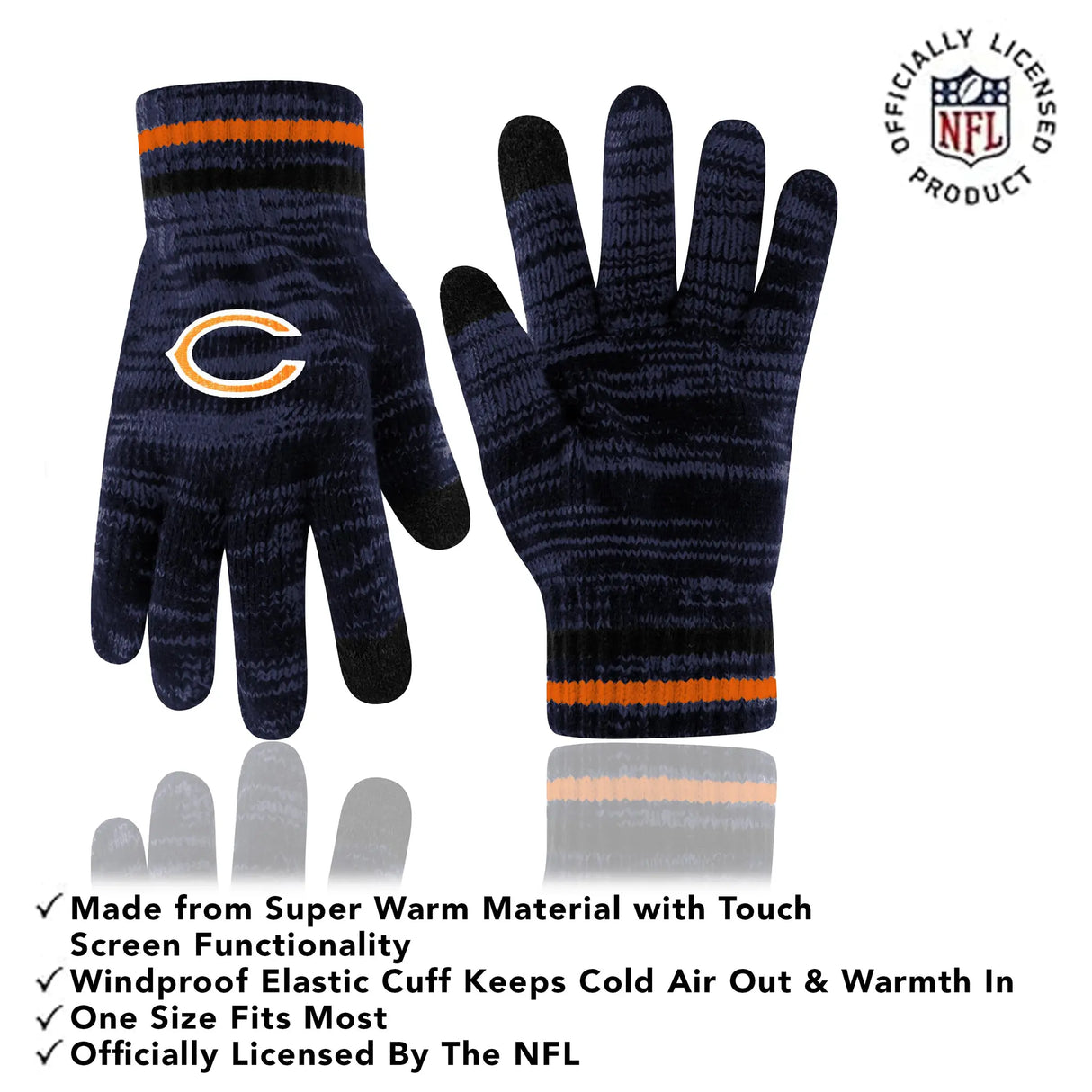 Ultra Game Adults NFL Official Super Soft Marl Knit Winter Beanie Knit Hat with Extra Warm Touch Screen Gloves
