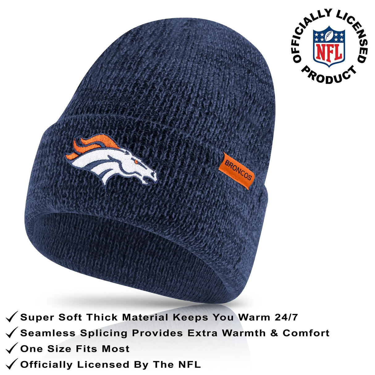 Ultra Game Adults NFL Official Super Soft Marl Knit Winter Beanie Knit Hat with Extra Warm Touch Screen Gloves