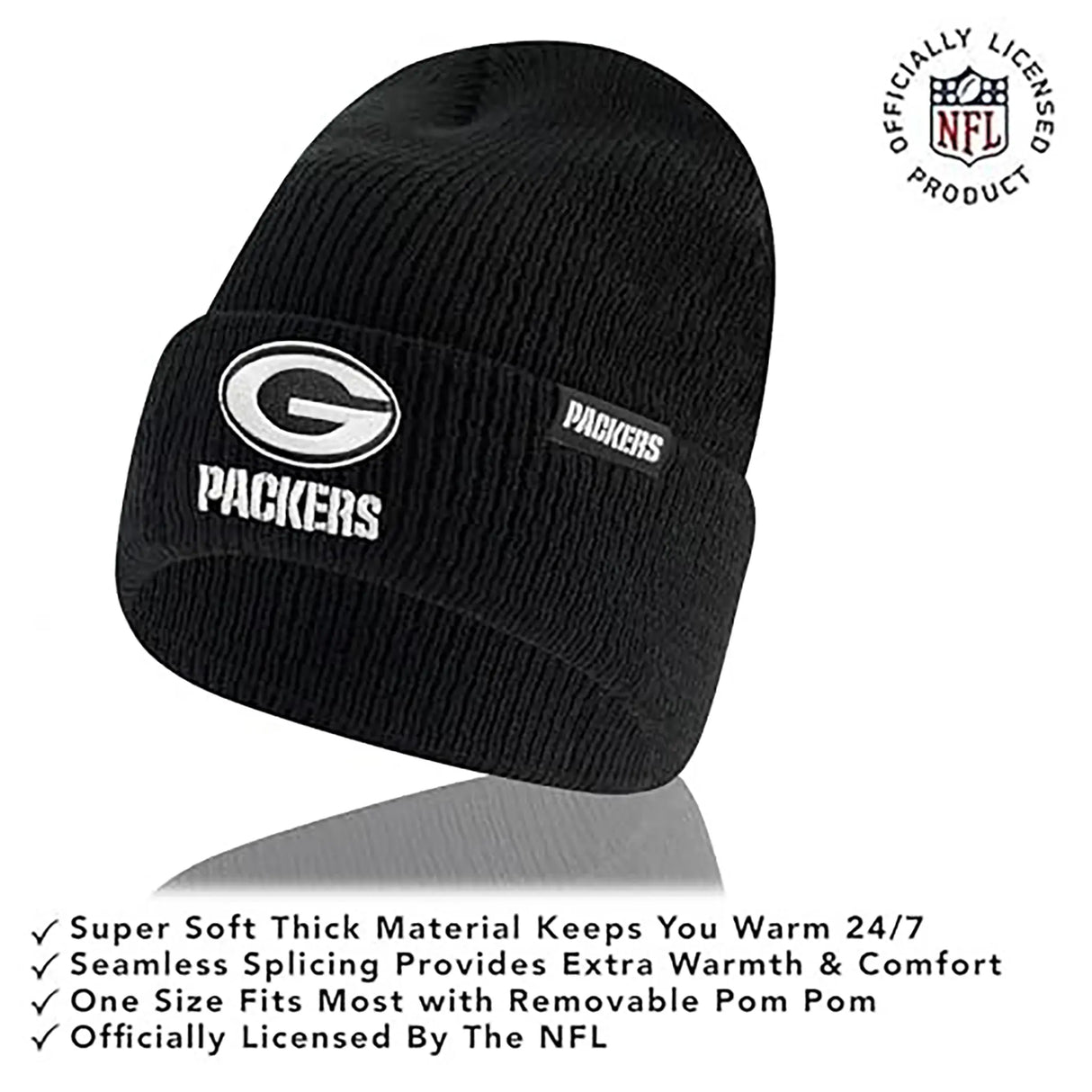 Ultra Game Adults NFL Official Super Soft Marled Winter Beanie Knit Hat With Warm Touch Screen Gloves | Green Bay Packers