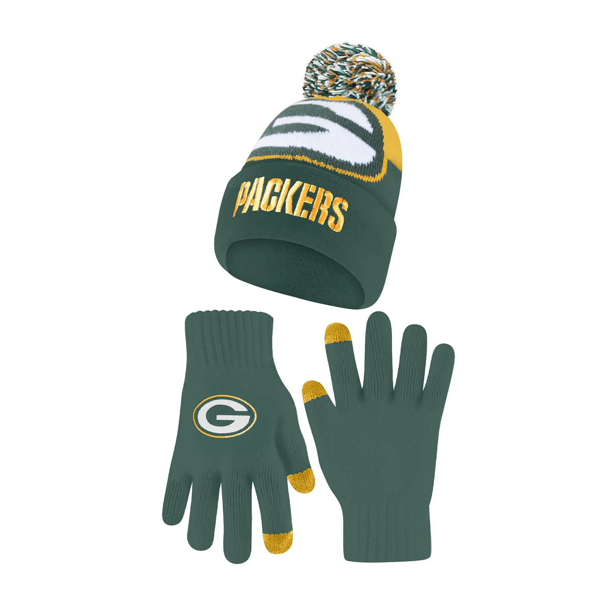 Ultra Game Adults NFL Official Super Soft Winter Beanie Knit Hat With Warm Touch Screen Gloves | Green Bay Packers