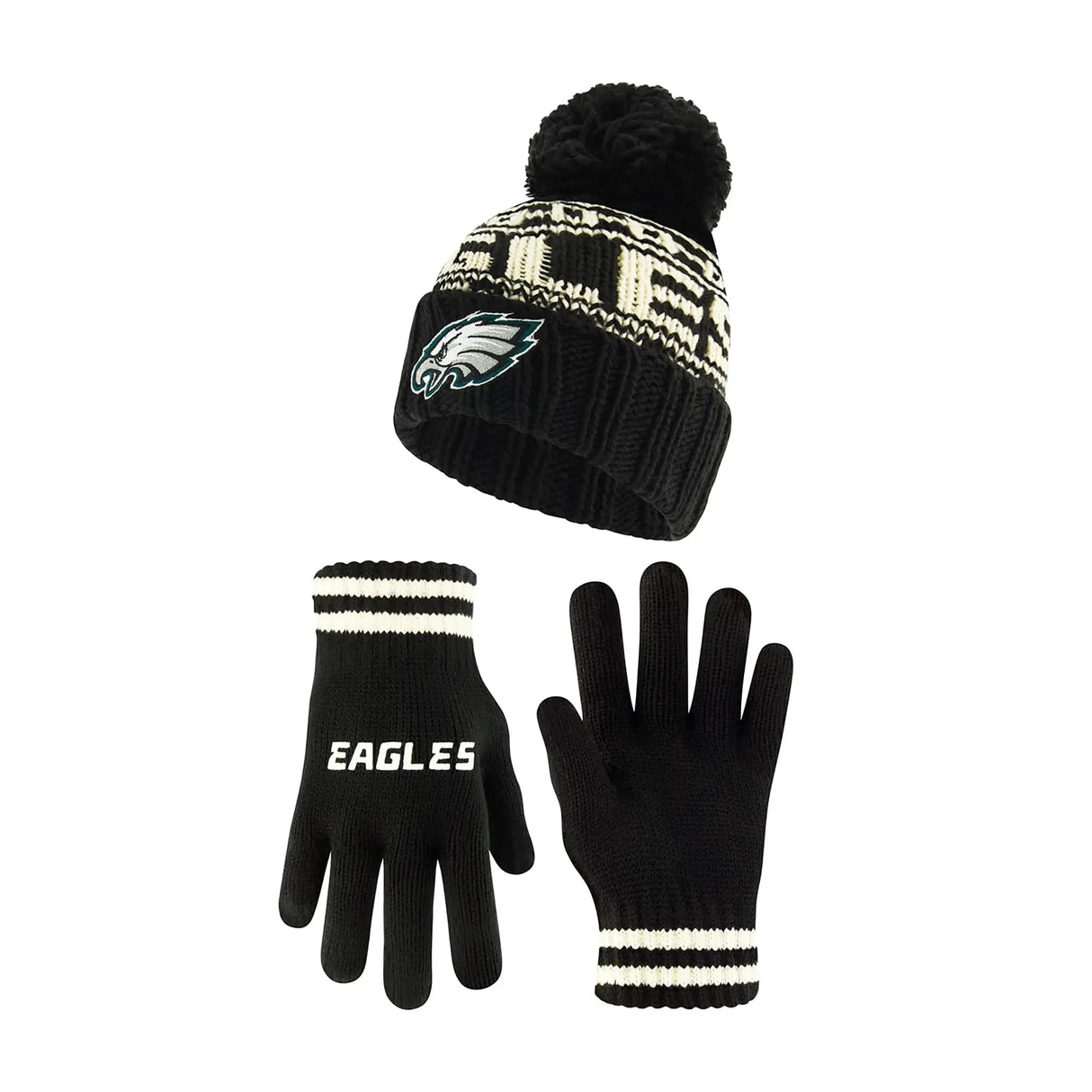 Ultra Game Adults NFL Official Super Soft Cable Knit Winter Beanie Knit Hat with Warm Touch Screen Gloves