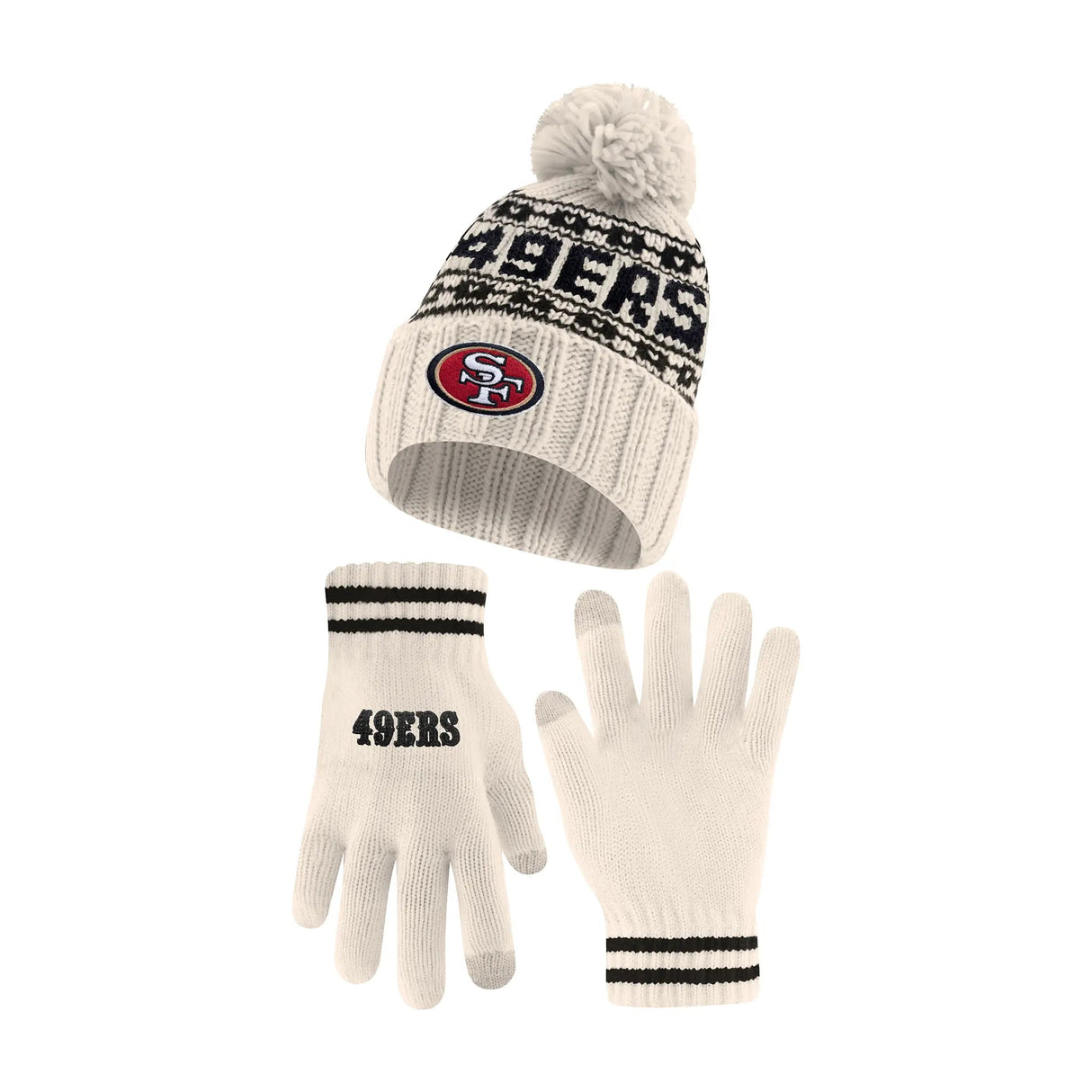 Ultra Game Adults NFL Official Super Soft Cable Knit Winter Beanie Knit Hat with Warm Touch Screen Gloves