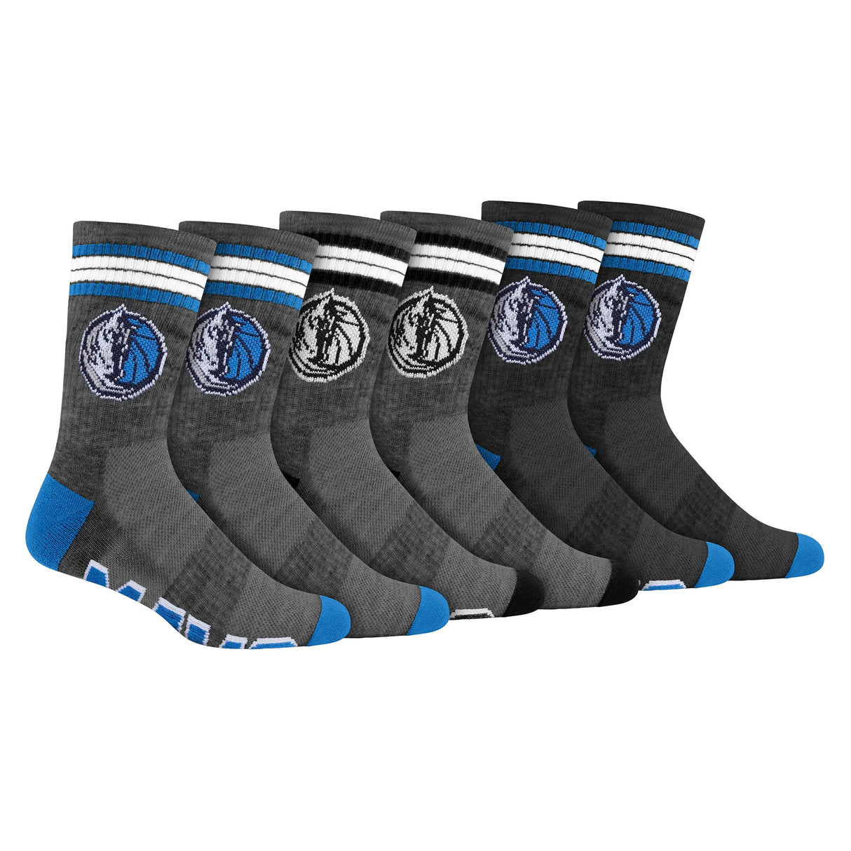 Ultra Game Boys NBA Official Athletic Cushioned Team Crew Socks - 3 Pack | Dallas Mavericks