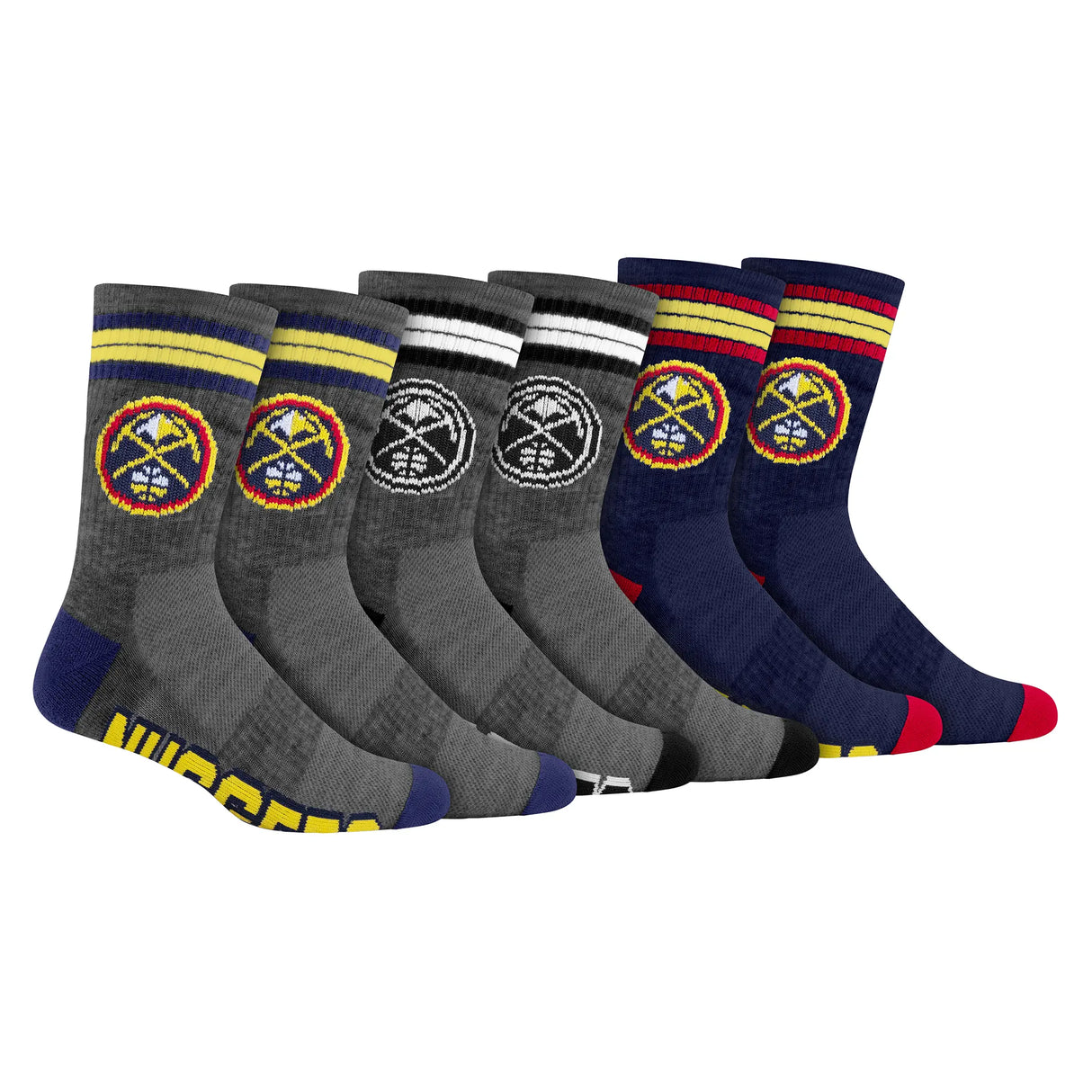 Ultra Game Boys NBA Official Athletic Cushioned Team Crew Socks - 3 Pack | Denver Nuggets