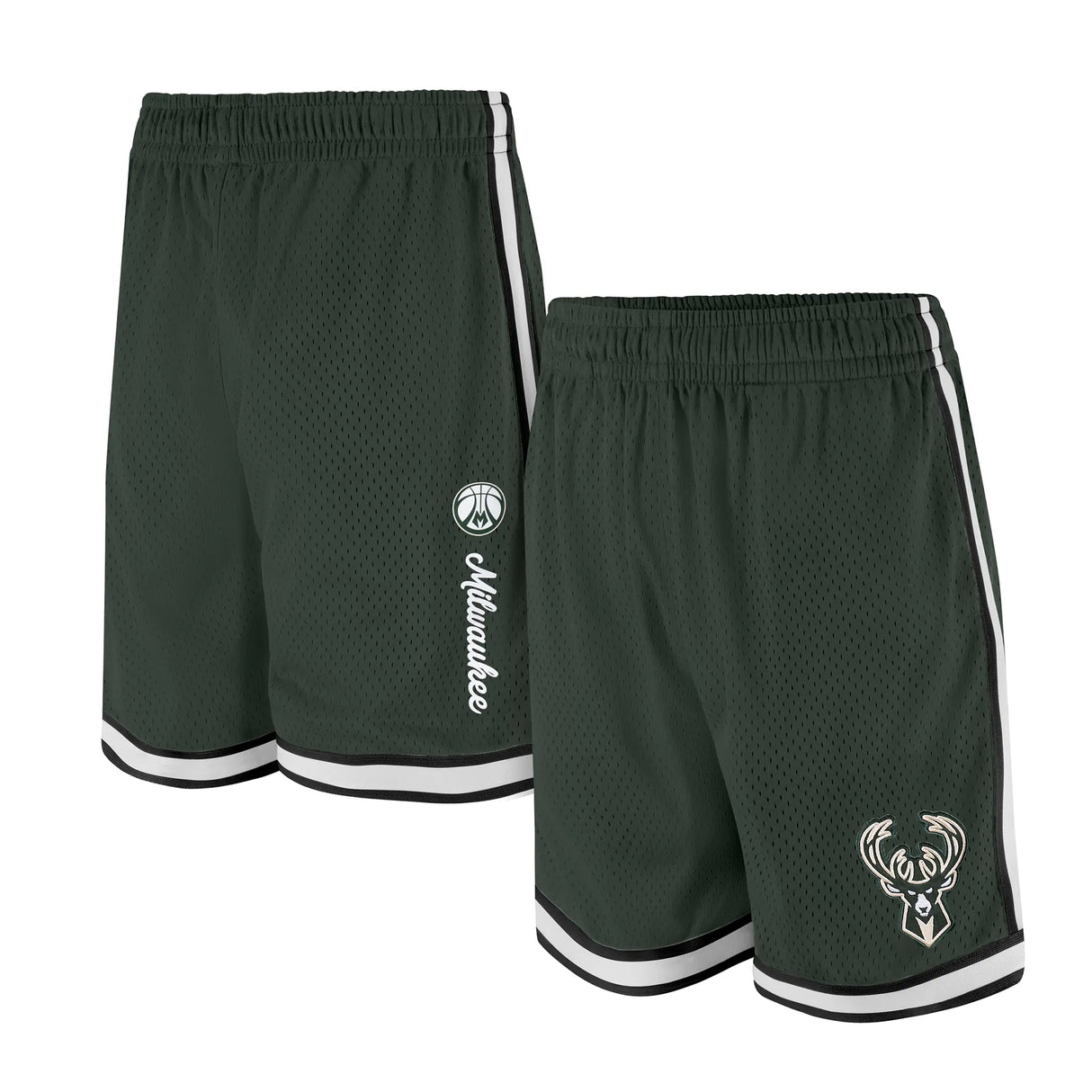 Ultra Game Boys NBA Official Soft Air Mesh Slam Basketball Shorts - Classic Fit | Milwaukee Bucks