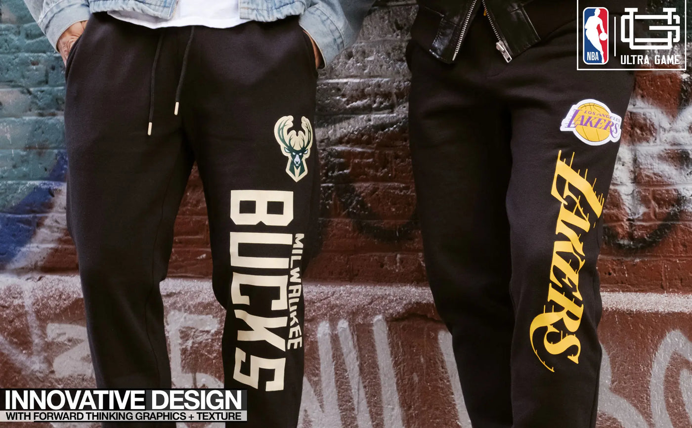 ultra game mens nba official black super soft team jogger sweatpants banner 1