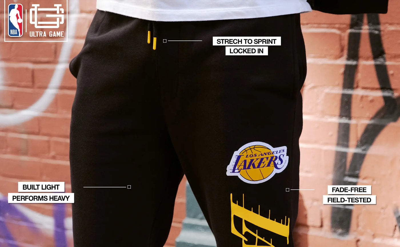 ultra game mens nba official black super soft team jogger sweatpants banner 2