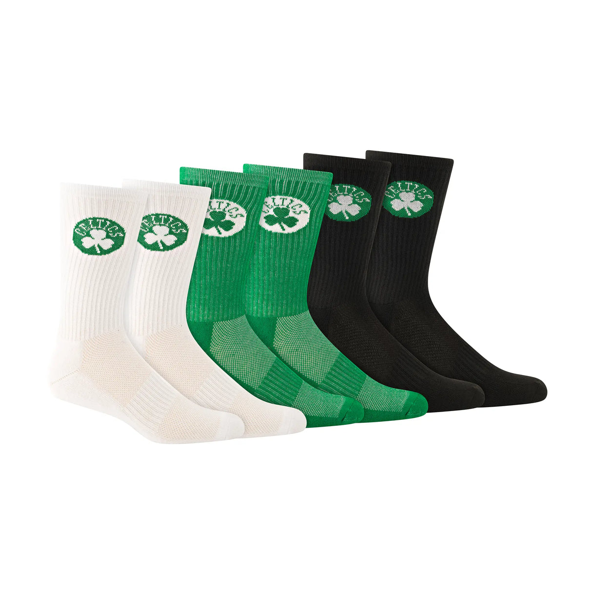 Ultra Game Men's NBA Official Athletic Cushioned Core Logo Team Crew Socks - 3 Pack | Boston Celtics