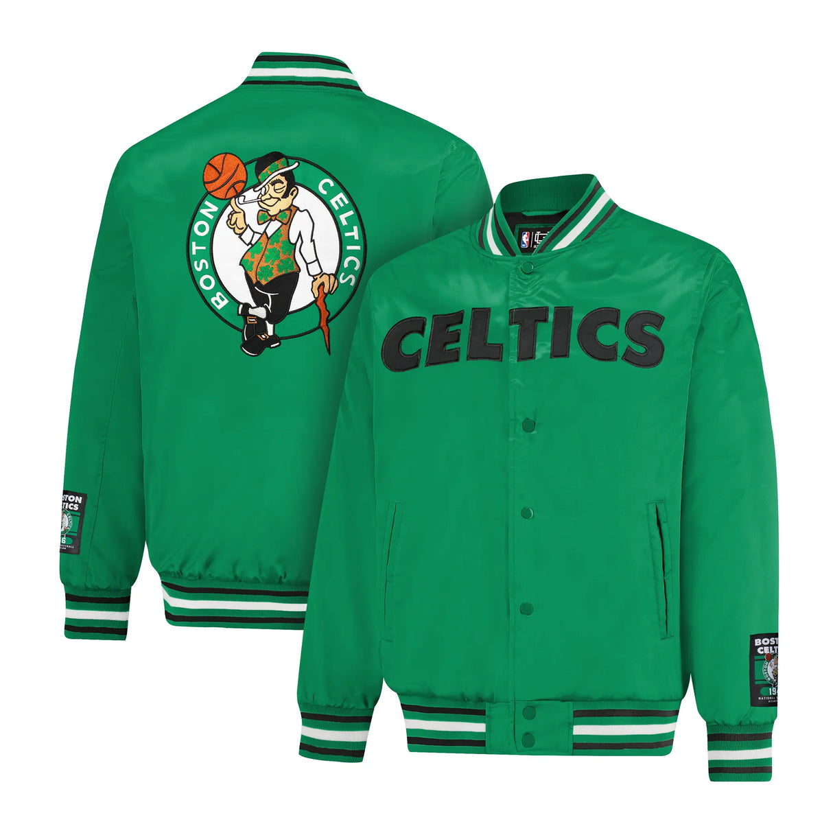 Ultra Game Mens NBA Official Smashing Records Satin Jacket | Boston Celtics