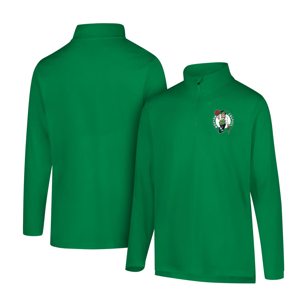 Ultra Game Men's NBA Official Super Soft Quarter Zip Long Sleeve T-Shirt | Boston Celtics