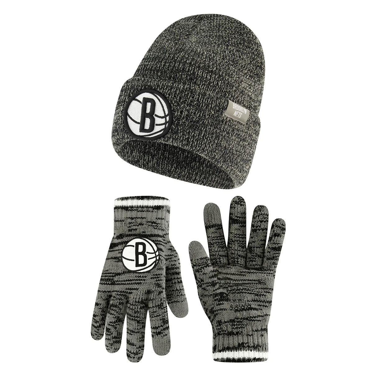 Ultra Game Men's NBA Official Super Soft Winter Beanie Knit Hat with Extra Warm Touch Screen Gloves | Brooklyn Nets