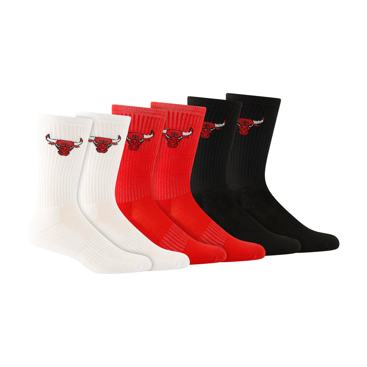 Ultra Game Men's NBA Official Athletic Cushioned Core Logo Team Crew Socks - 3 Pack | Chicago Bulls