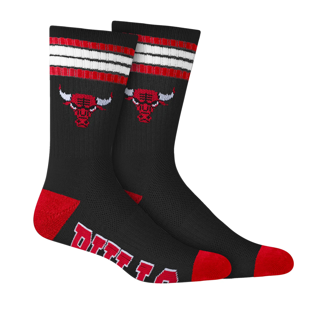 Ultra Game Men's NBA Official Athletic Cushioned Secure Fit Team Crew Socks - 3 Pack | Chicago Bulls