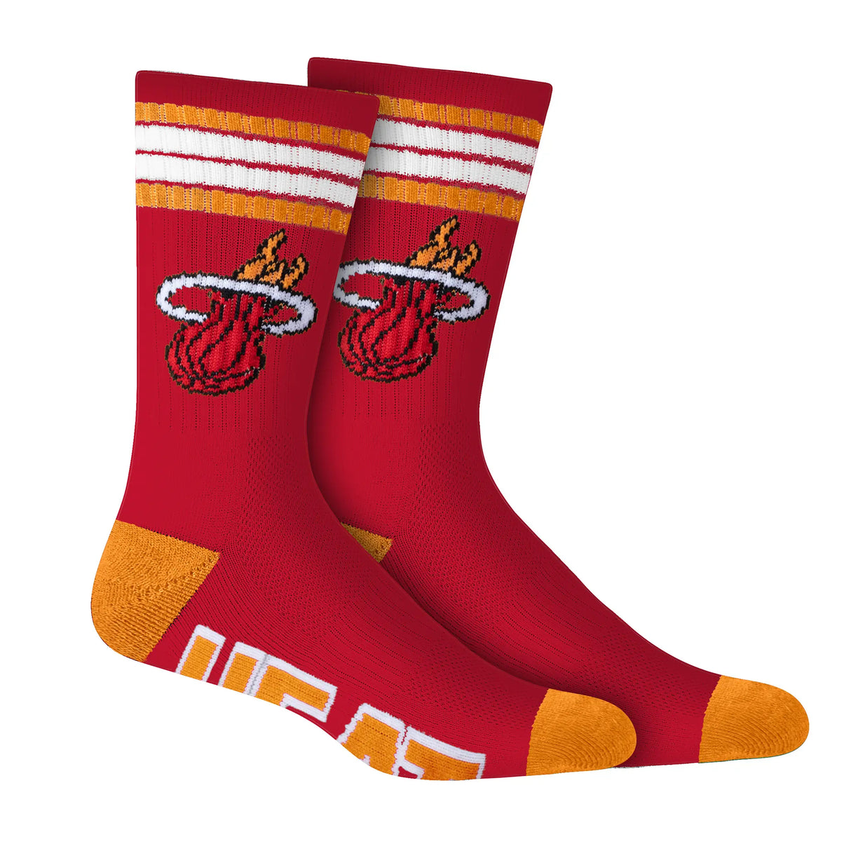Ultra Game Men's NBA Official Athletic Cushioned Secure Fit Team Crew Socks - 3 Pack | Miami Heat