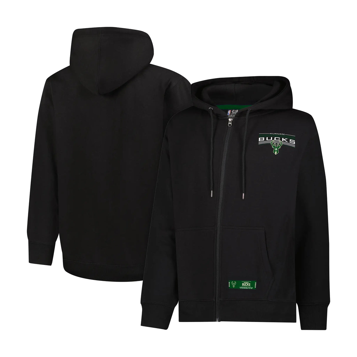 Ultra Game Men's NBA Official Super Soft Driver Full Zip Hoodie Jacket Sweatshirt | Milwaukee Bucks
