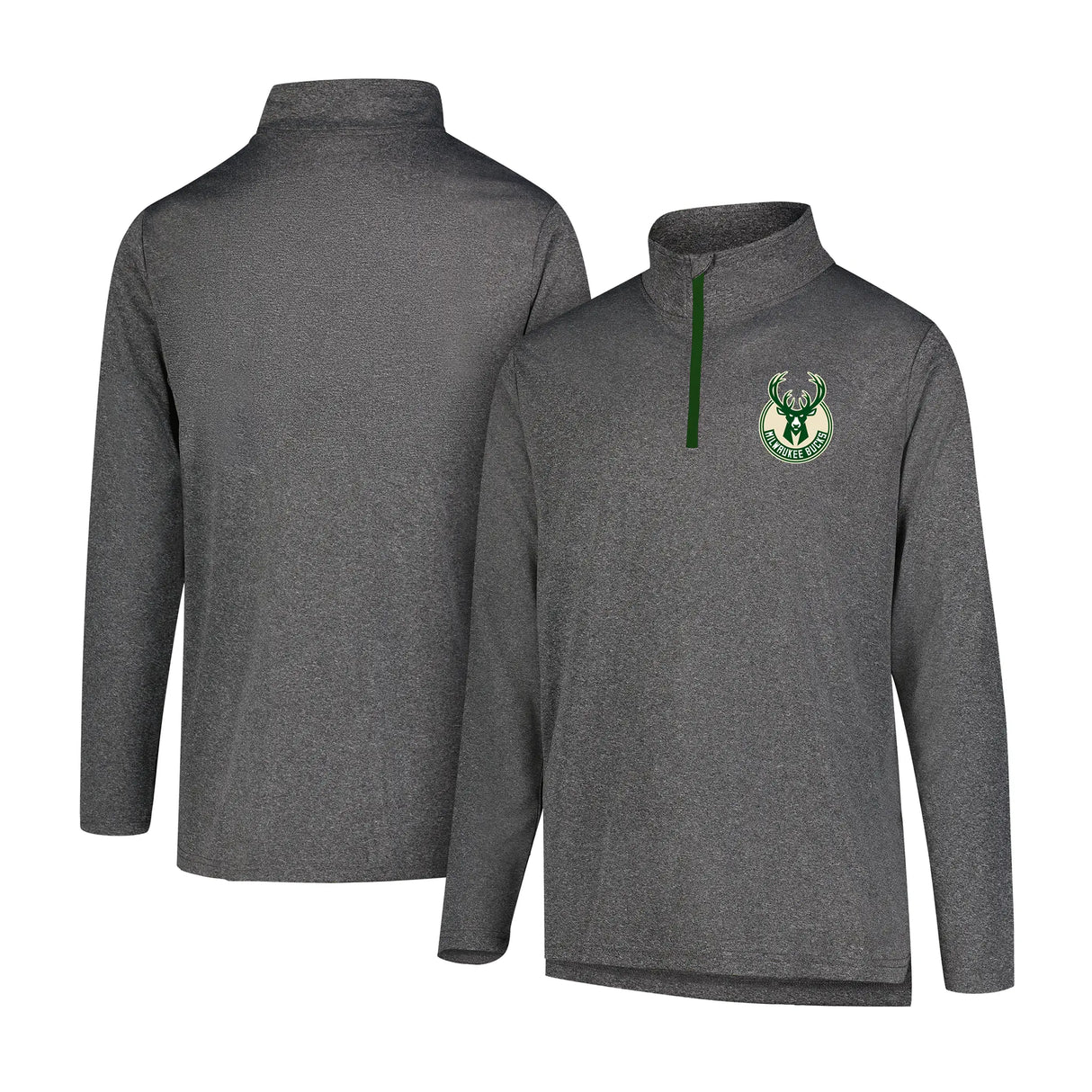 Ultra Game Men's NBA Official Super Soft Quarter Zip Long Sleeve T-Shirt | Milwaukee Bucks