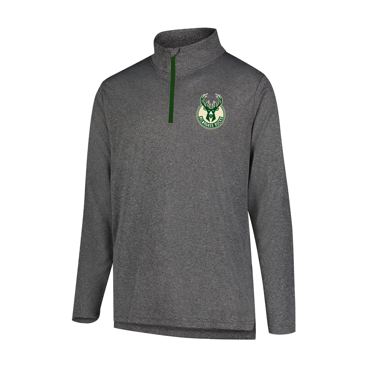 Ultra Game Men's NBA Official Super Soft Quarter Zip Long Sleeve T-Shirt | Milwaukee Bucks