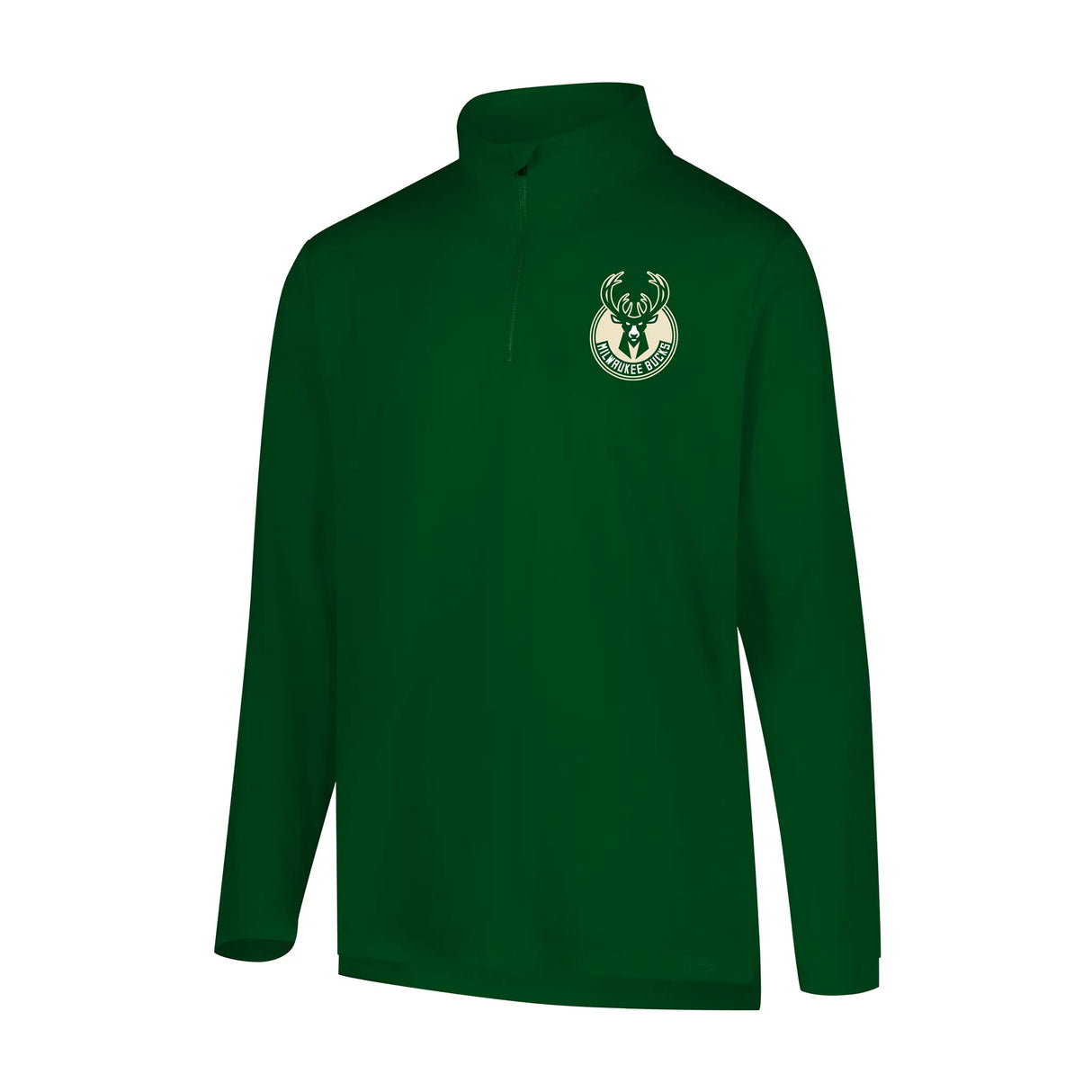 Ultra Game Men's NBA Official Super Soft Quarter Zip Long Sleeve T-Shirt | Milwaukee Bucks