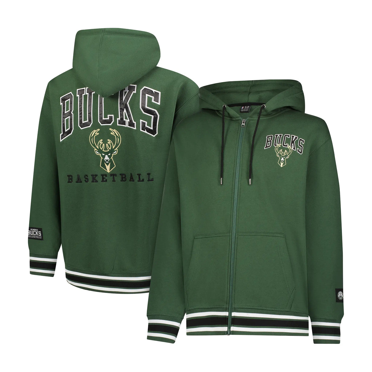 Ultra Game Men's NBA Official MVP Premium Quality Full Zip Hoodie Jacket | Milwaukee Bucks