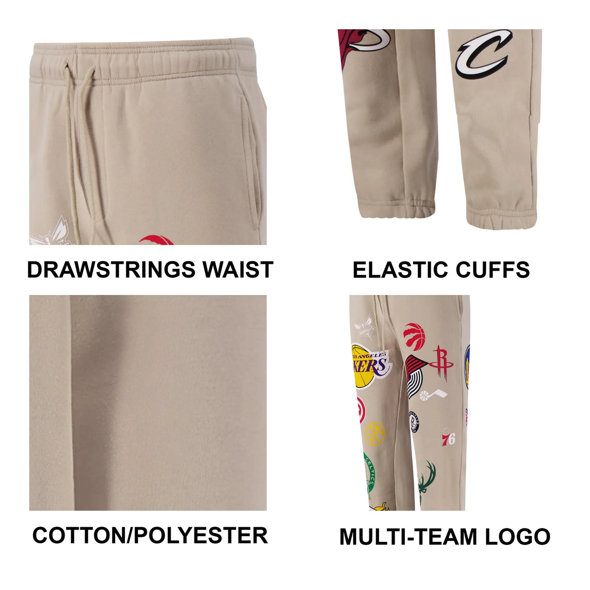 Ultra Game Men's NBA Official Super Soft Multi-Team Jogger Sweatpants | Multi-Team