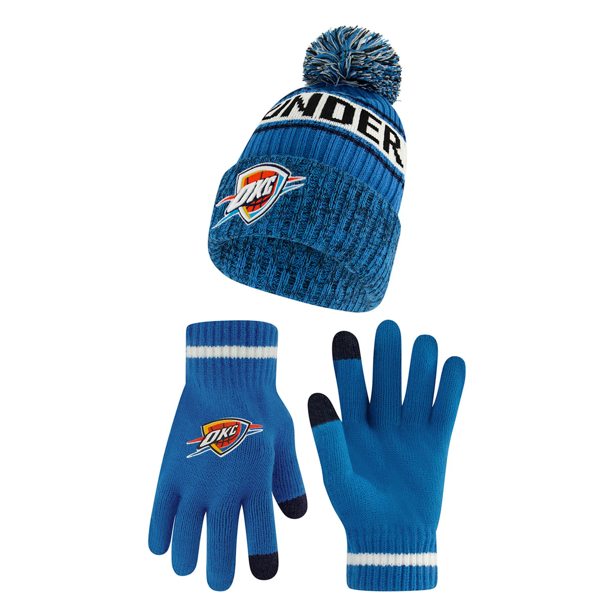Ultra Game Men's NBA Official Super Soft Winter Beanie Hat with Extra Warm Touch Screen Gloves | Oklahoma City Thunder