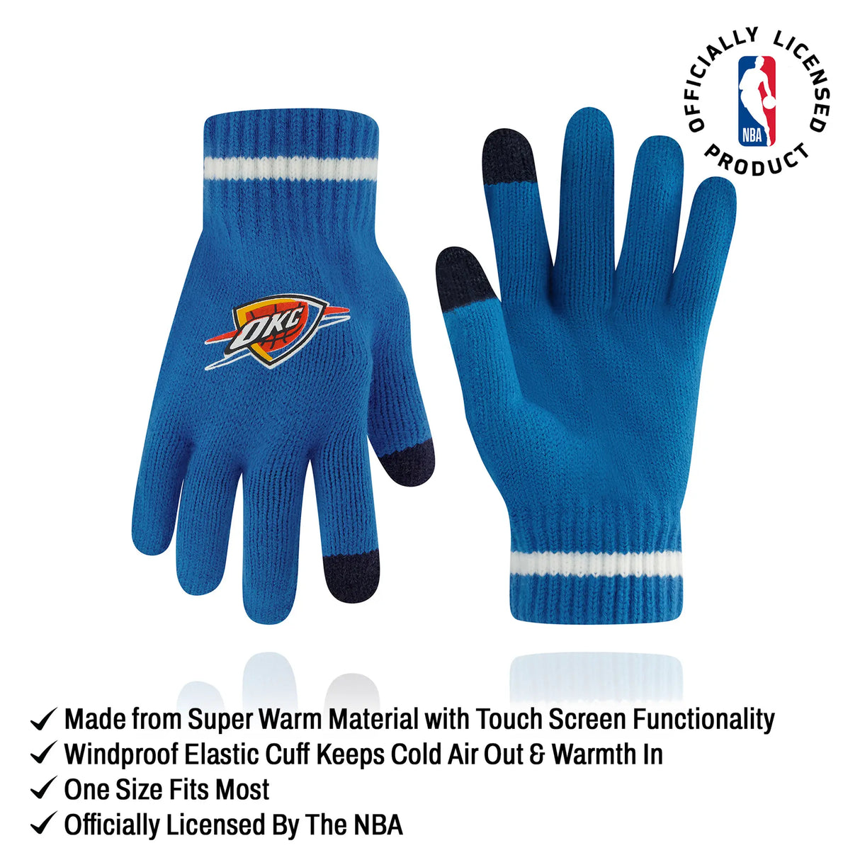 Ultra Game Men's NBA Official Super Soft Winter Beanie Hat with Extra Warm Touch Screen Gloves | Oklahoma City Thunder