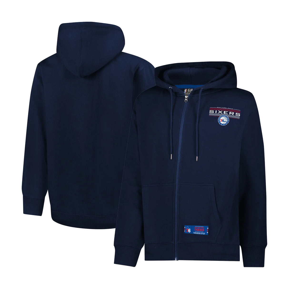 Ultra Game Men's NBA Official Super Soft Driver Full Zip Hoodie Jacket Sweatshirt | Philadelphia 76ers