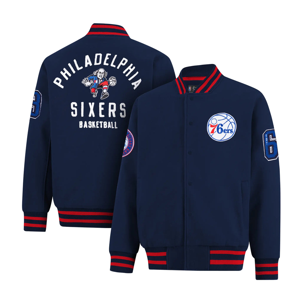 Ultra Game Men’s NBA Official Game Time Varsity Jacket | Philadelphia 76ers