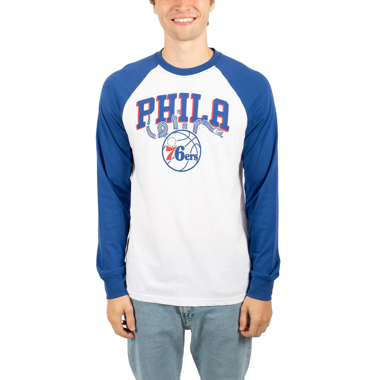 Ultra Game Men’s NBA Official Super Soft Raglan Baseball T-Shirt | Philadelphia 76ers